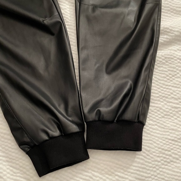 ATM Anthony Thomas Melillo Black Faux Leather Jogger Pants - Picture 9 of 15
